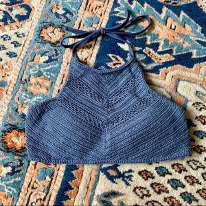Xhilaration Dusty Blue Crochet Bikini top